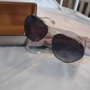 Blvgari Sunglasses, Silver Frame with Blue Lens - Retro Looking.